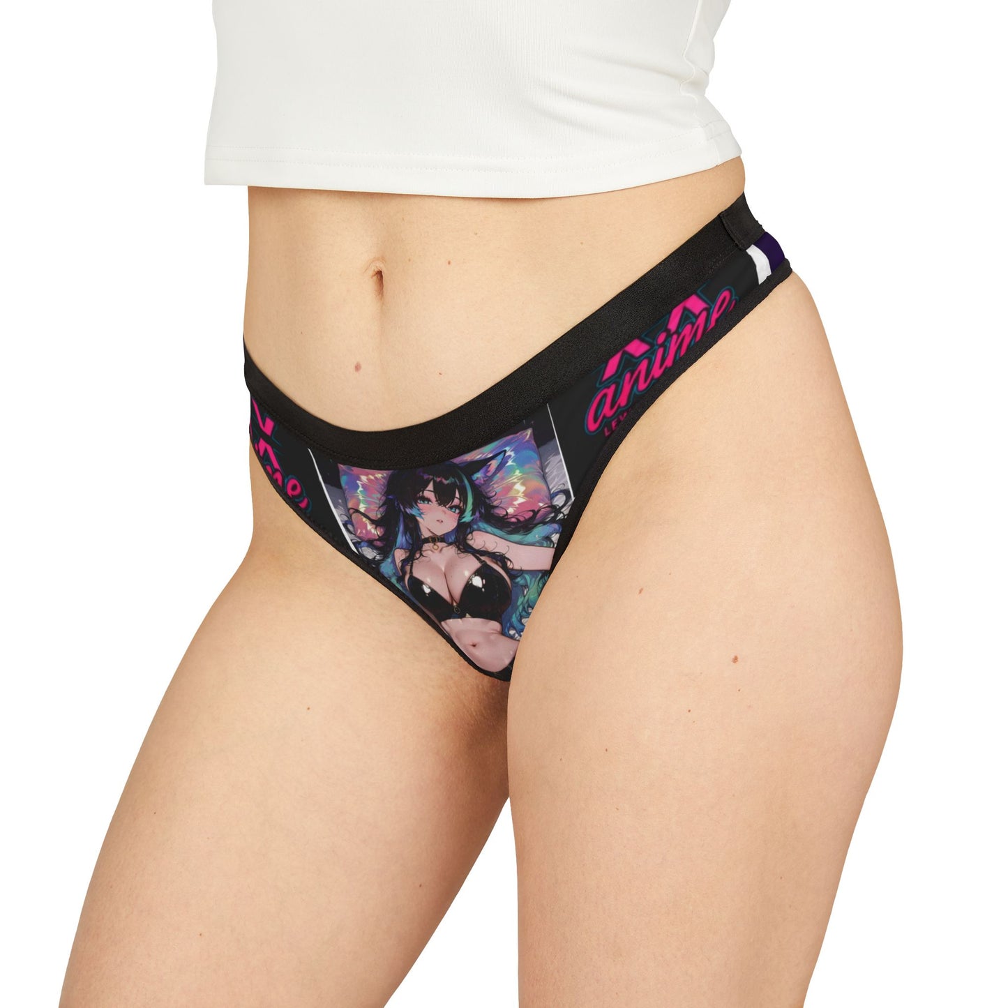 Anime Art Women's Thongs, Stylish Women's Underwear, AOP Print Panties for Fans, Comfortable Thongs, Gift for Anime Lovers