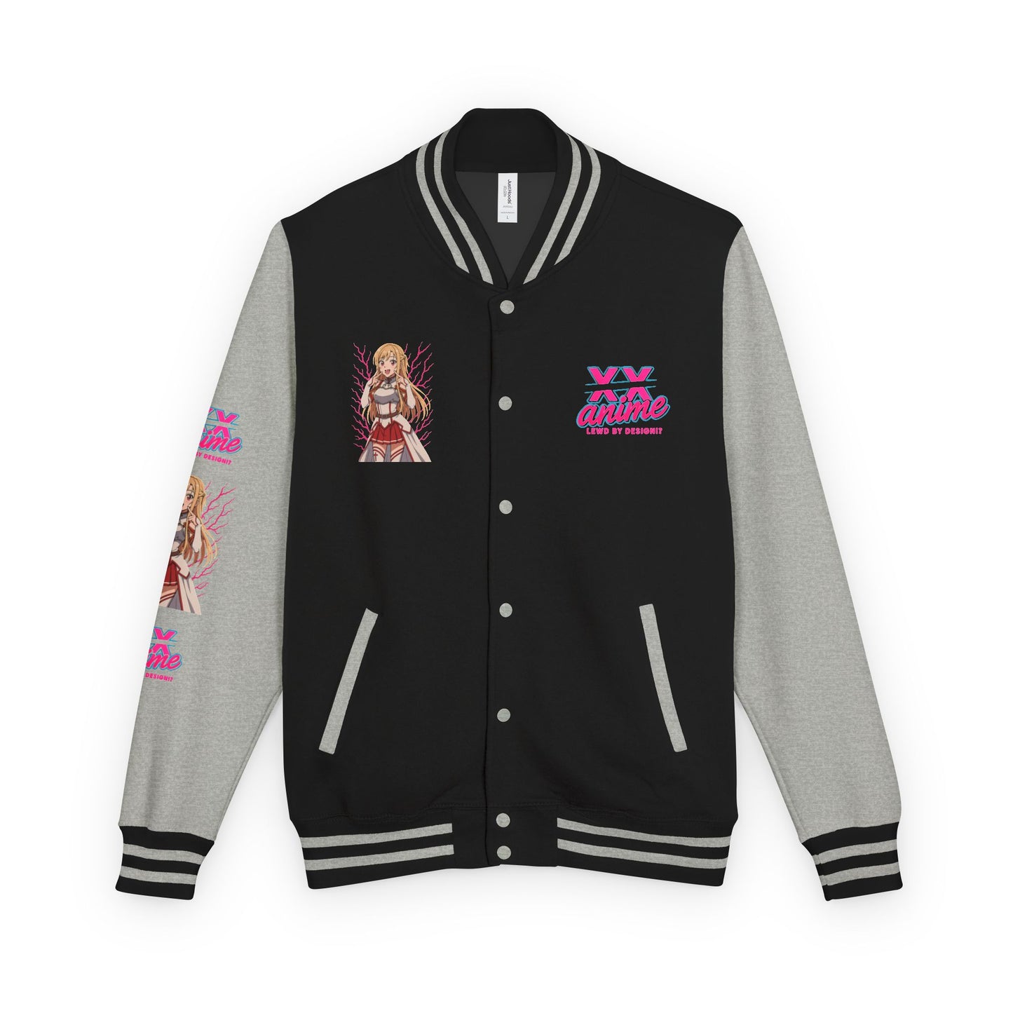 Trendy Unisex Heavyweight Letterman Jacket with Character Design - Cozy Apparel, Stylish Gifts, Casual Wear, Sports Jacket, Festival Fashion
