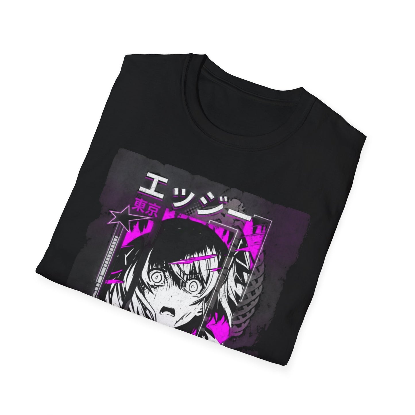 Anime Graphic T-Shirt, Unisex Softstyle Tee, Casual Wear, Gift for Anime Lovers, Cool Streetwear, Manga Inspired Apparel