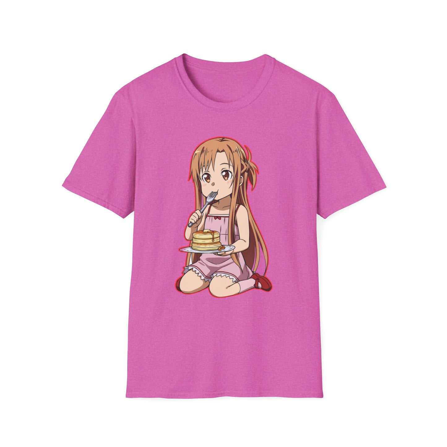 Anime Character Pancakes sao Unisex Softstyle T-Shirt, Cute Graphic Tee, Gift for Fans, Casual Wear, Cosplay Event