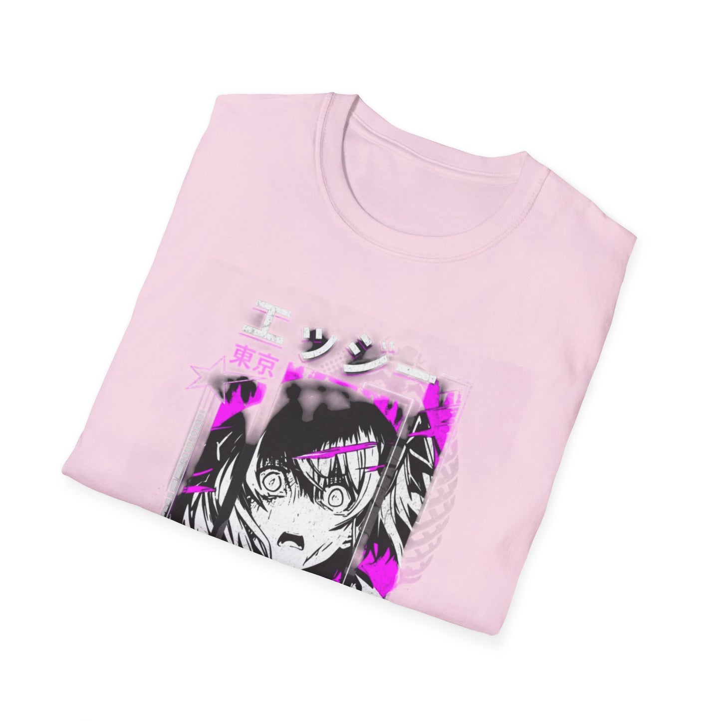 Anime Graphic T-Shirt, Unisex Softstyle Tee, Casual Wear, Gift for Anime Lovers, Cool Streetwear, Manga Inspired Apparel