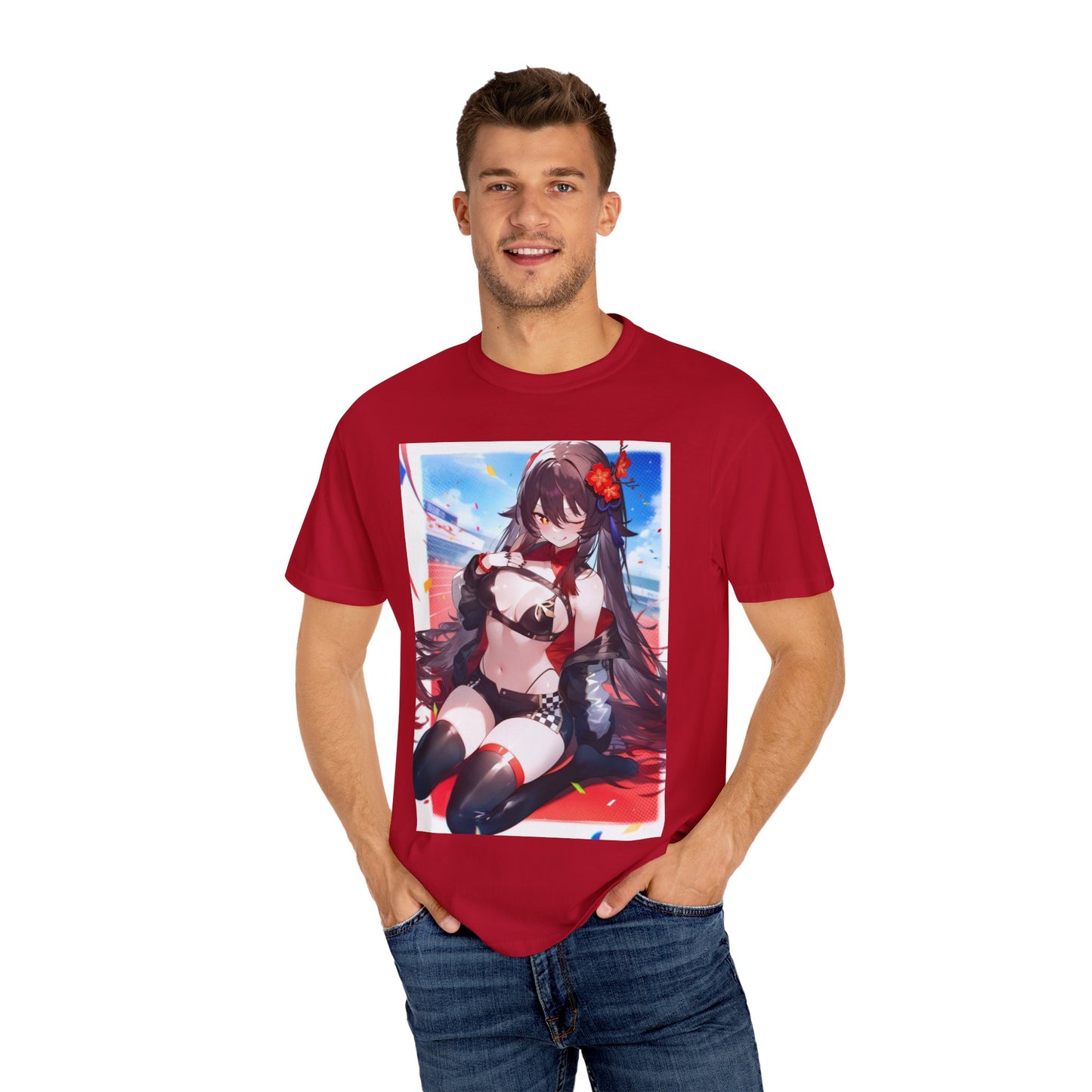 Anime-Inspired lewd type Garment-Dyed T-shirt, Perfect for Anime Fans, Casual Wear, Gift for Holidays, Unique Streetwear Look, Comfortable Summer Tee