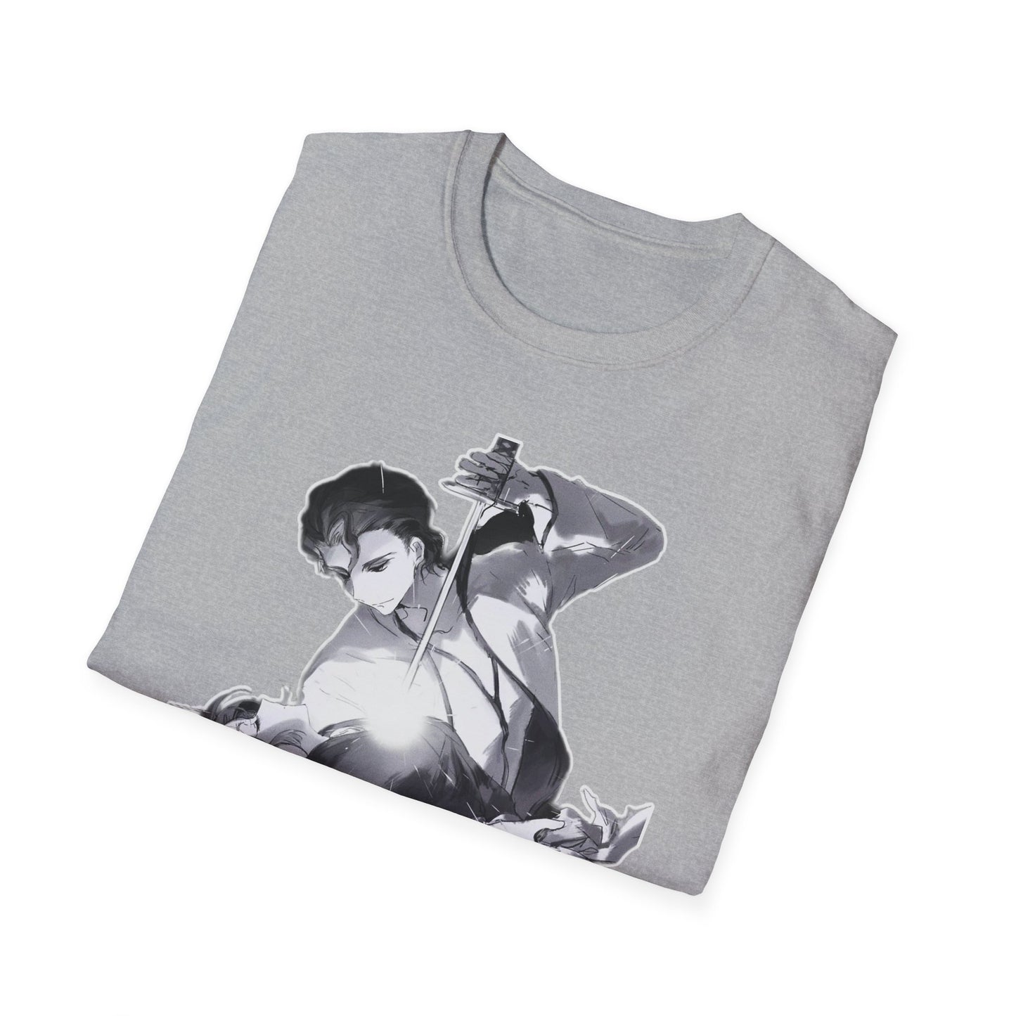 Artistic Unisex bleach 4 Softstyle T-Shirt with Dramatic Black & White Design, Casual Wear, Gift for Art Lovers, Streetwear, Everyday Comfort