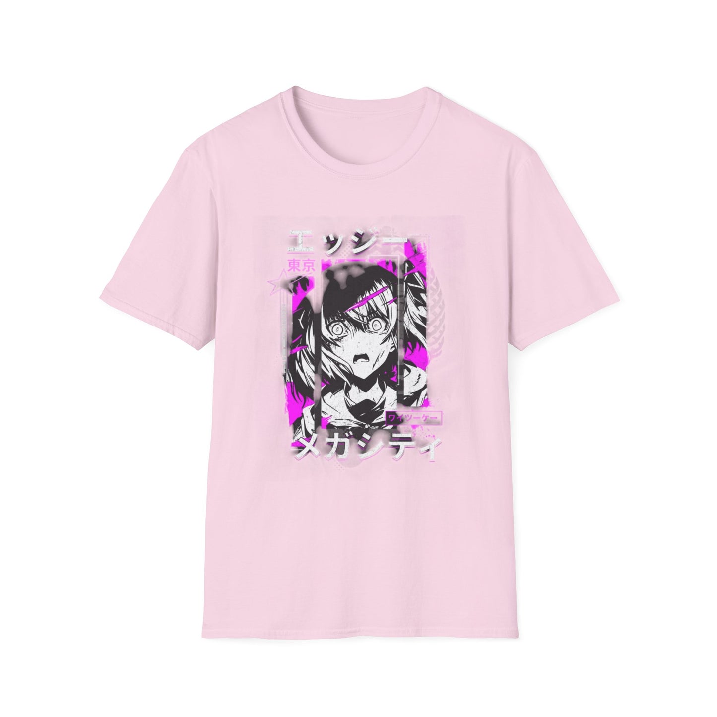 Anime Graphic T-Shirt, Unisex Softstyle Tee, Casual Wear, Gift for Anime Lovers, Cool Streetwear, Manga Inspired Apparel
