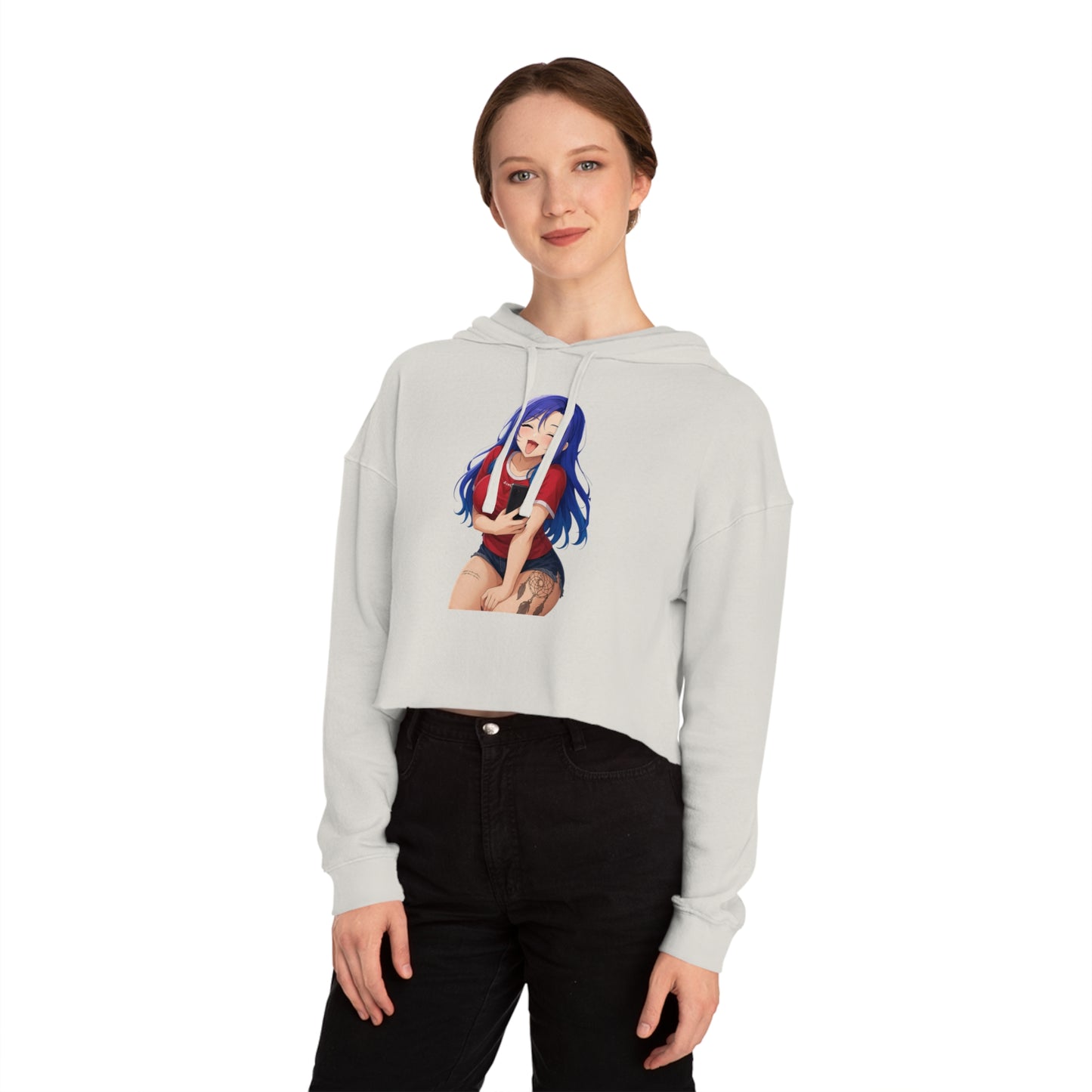 Anime-Inspired Cropped Hoodie - Cute & Sassy, Streetwear Fashion, Gift for Her, Cosplay, Casual Wear, Anime Lovers