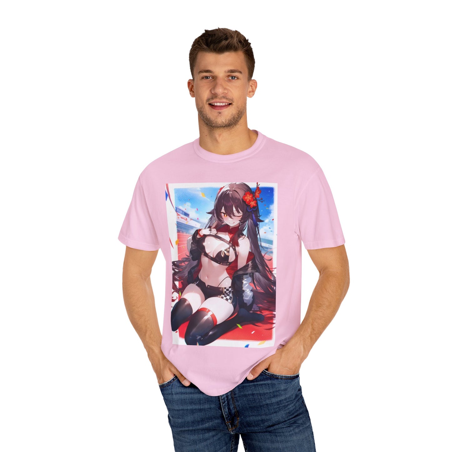 Anime-Inspired lewd type Garment-Dyed T-shirt, Perfect for Anime Fans, Casual Wear, Gift for Holidays, Unique Streetwear Look, Comfortable Summer Tee