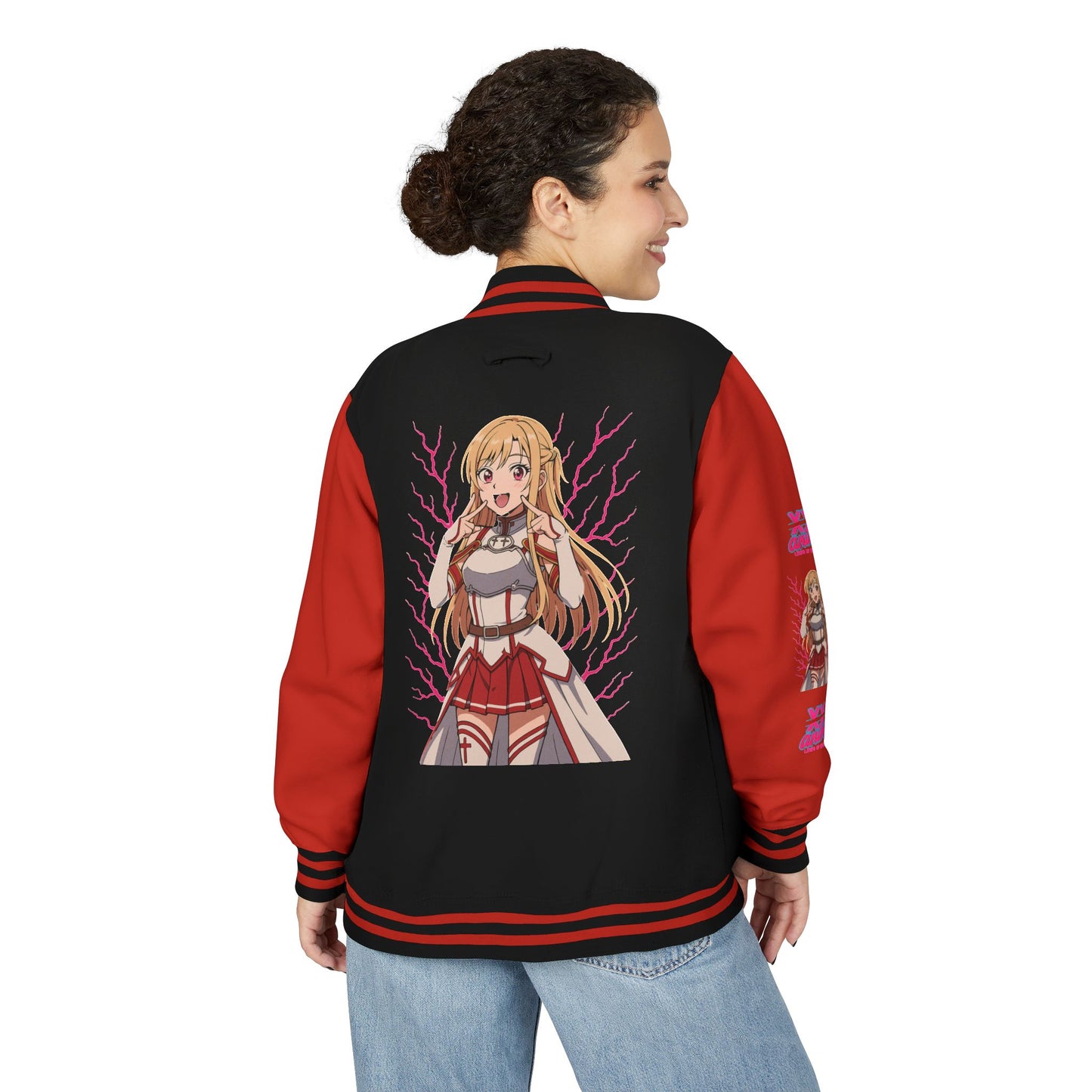 Trendy Unisex Heavyweight Letterman Jacket with Character Design - Cozy Apparel, Stylish Gifts, Casual Wear, Sports Jacket, Festival Fashion