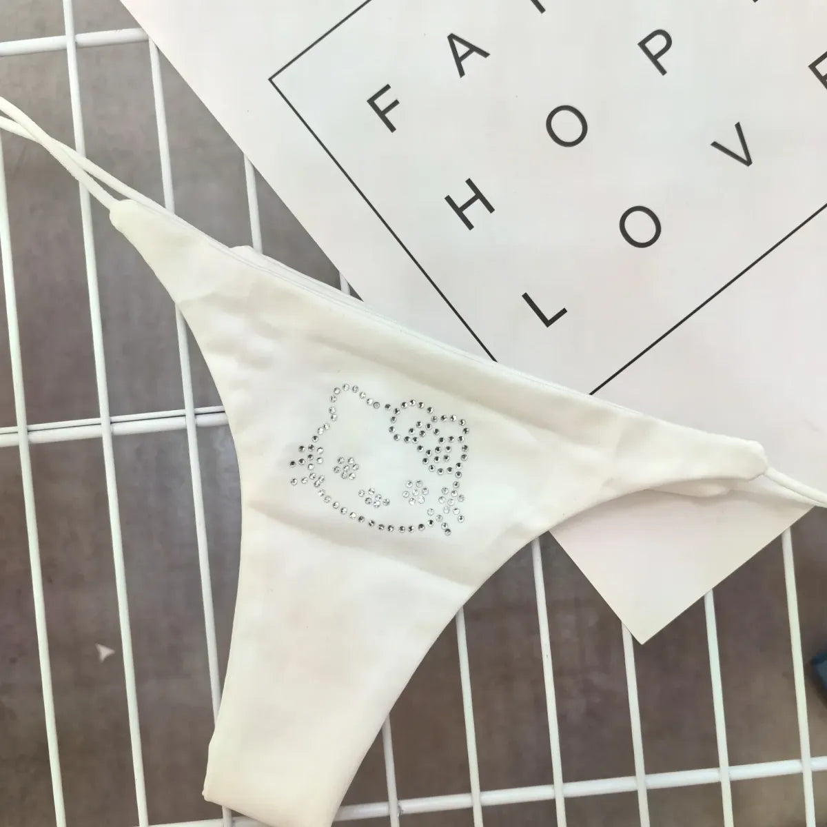 Pink Rhinestone Cat G-String – Kawaii Low Waist Thong Lingerie