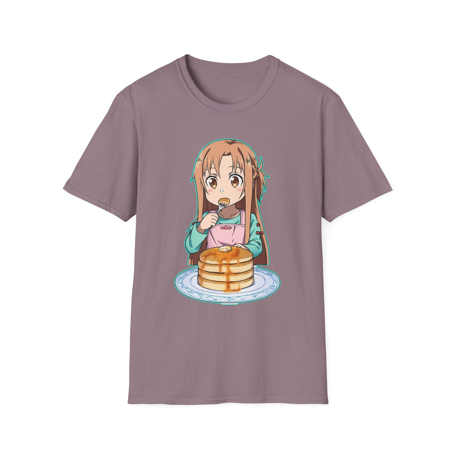Kawaii Pancake Lover sao T-Shirt, Cute Anime Tee, Foodie Gift, Unisex Softstyle Tee, Perfect for Pancake Day, Birthday, Everyday Wear