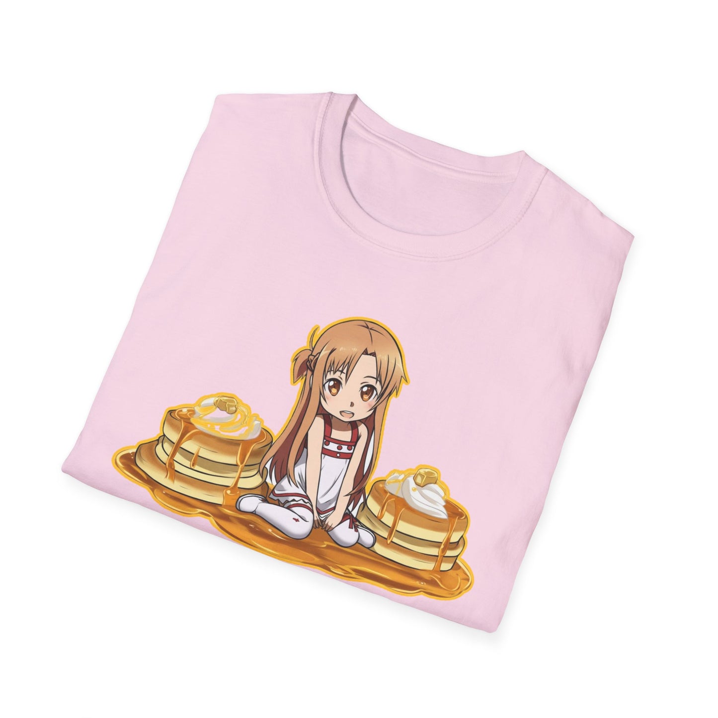 Cute Pancake Anime sao 2 T-Shirt, Fun Casual Wear, Kawaii Gift, Food Lover Style, Unique Graphic Tee, Perfect for Everyday Comfort