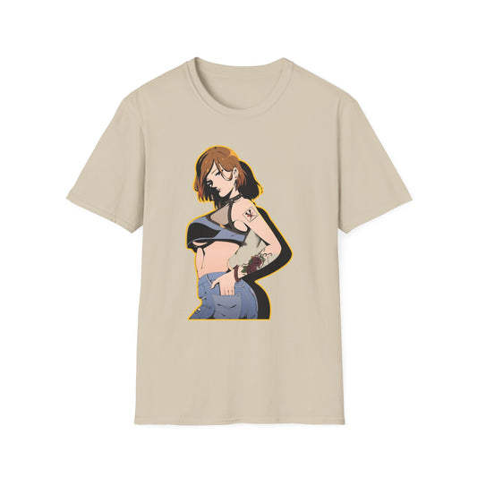 Chic Graphic one piece T-Shirt for Trendy Fashionistas, Unisex Softstyle Tee, Anime Art Apparel, Perfect Gift for Birthdays and Casual Outings