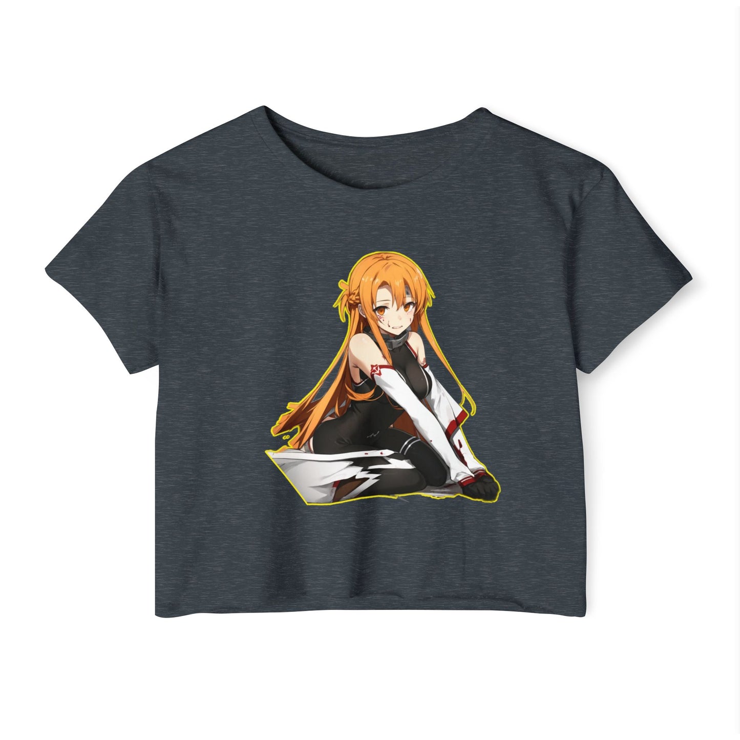 Women's Festival Crop sao 2 Top, Cute Anime Graphic Tee, Summer Concert Outfit, Stylish Casual Wear, Gift for Anime Lovers, Festival Clothing
