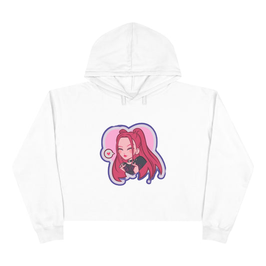 Idol style 3 Crop Hoodie, Stylish Anime Apparel, Cute Hooded Sweatshirt, Streetwear Crop Top, Trendy Women's Fashion Top