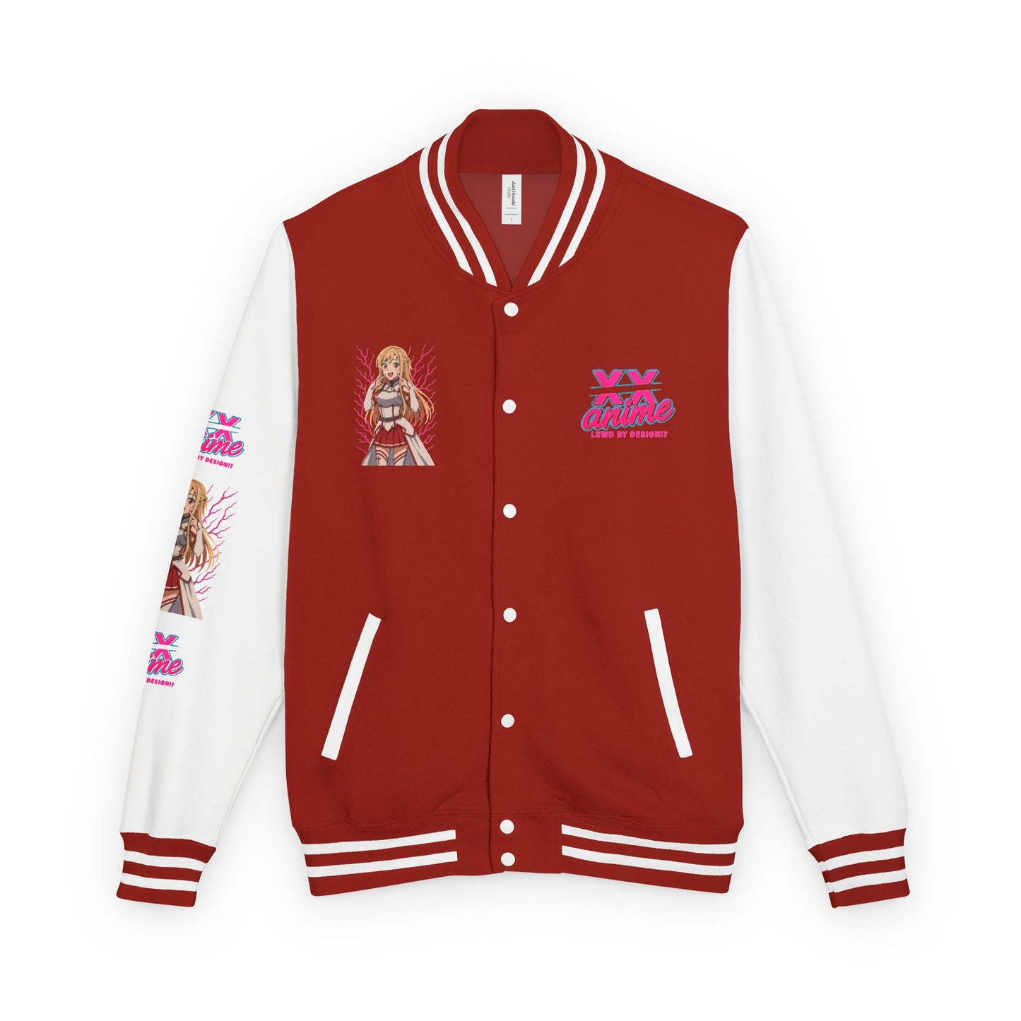 Trendy Unisex Heavyweight Letterman Jacket with Character Design - Cozy Apparel, Stylish Gifts, Casual Wear, Sports Jacket, Festival Fashion