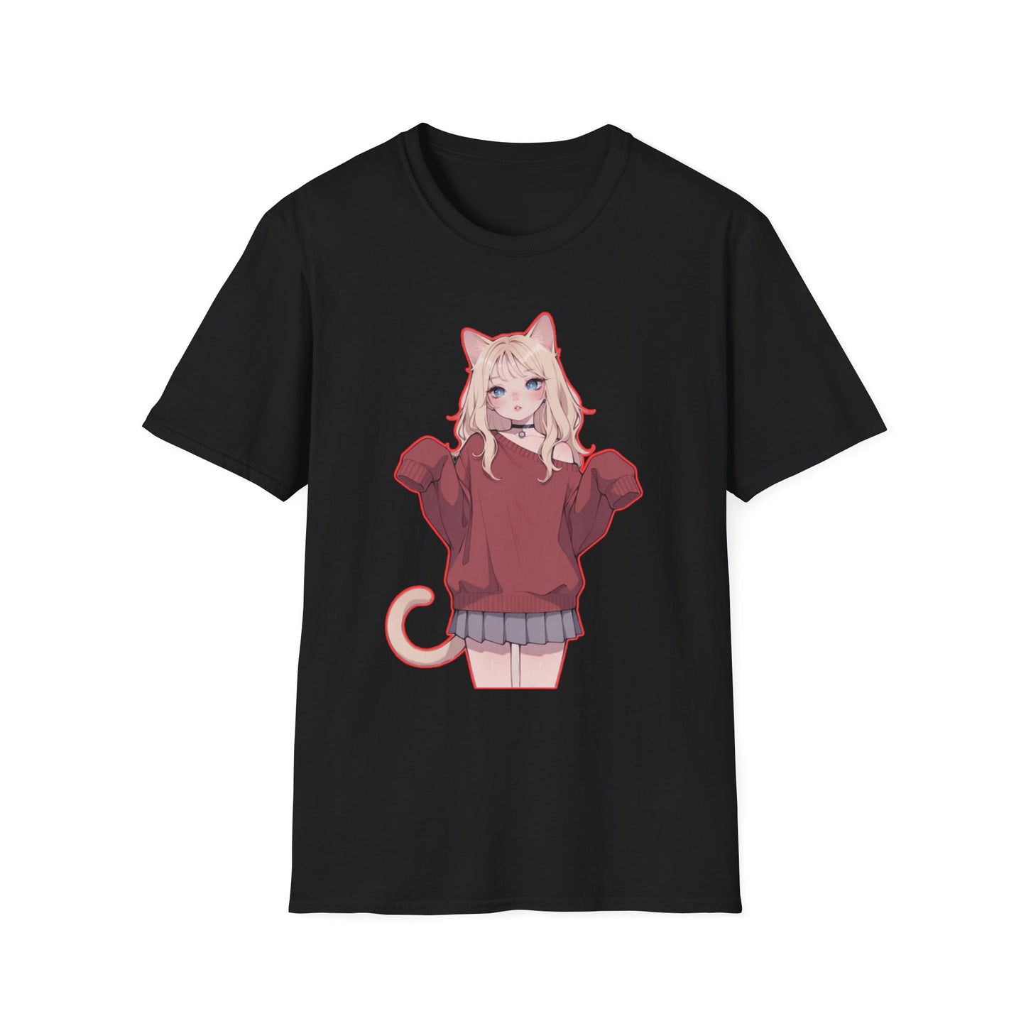 Anime Cat Girl Unisex T-Shirt, Cute Graphic Tee, Casual Wear, Gift for Cat Lovers, Kawaii Fashion, Summer Style