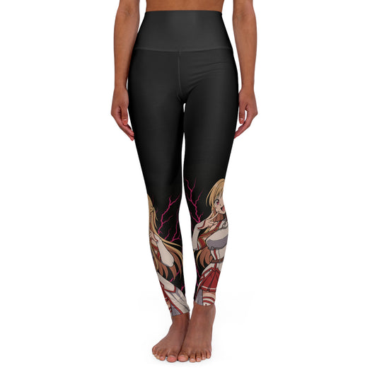 Anime-Inspired High Waisted Yoga Leggings, Activewear, Gym Pants, Fitness Apparel, Unique Gifts for Anime Fans