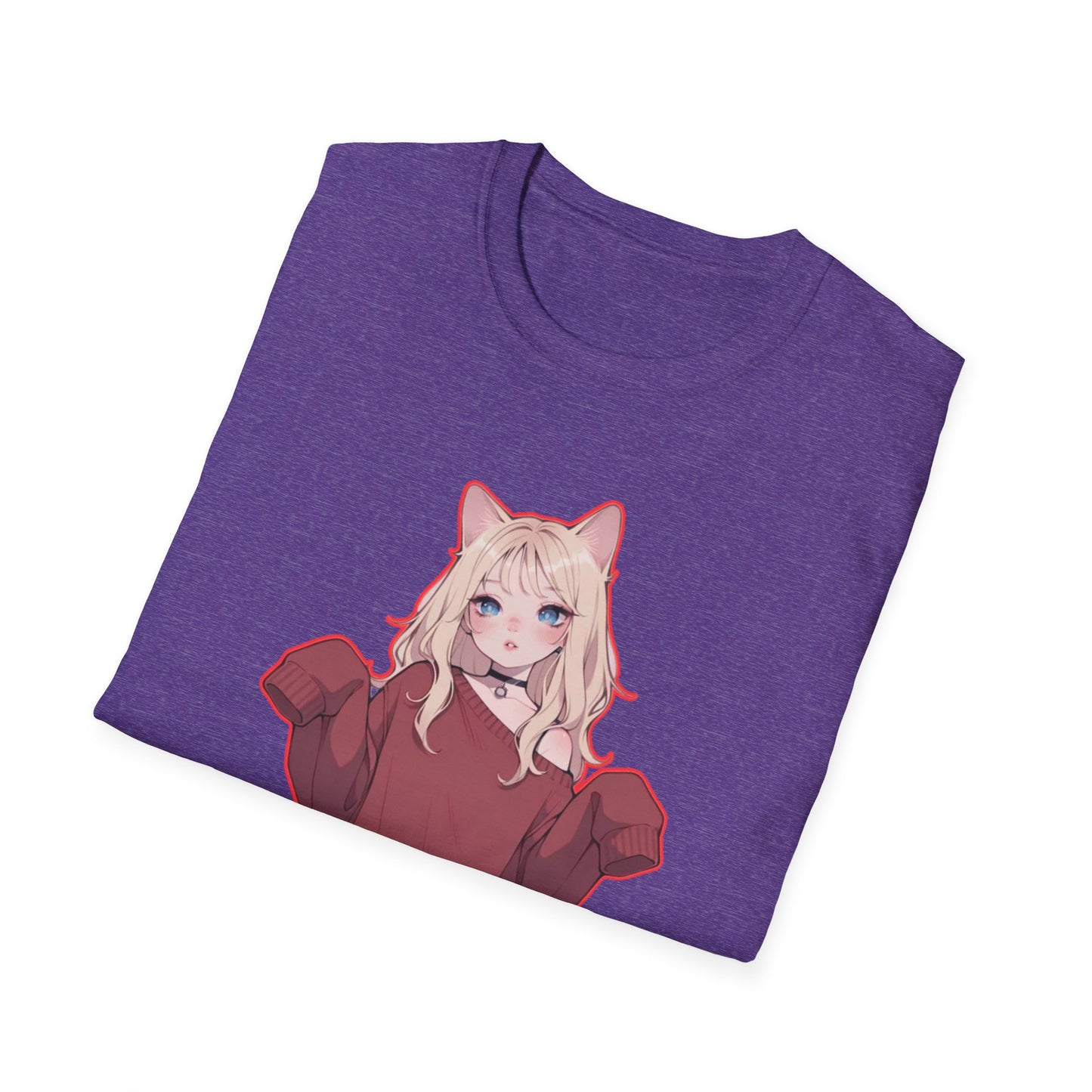 Anime Cat Girl Unisex T-Shirt, Cute Graphic Tee, Casual Wear, Gift for Cat Lovers, Kawaii Fashion, Summer Style
