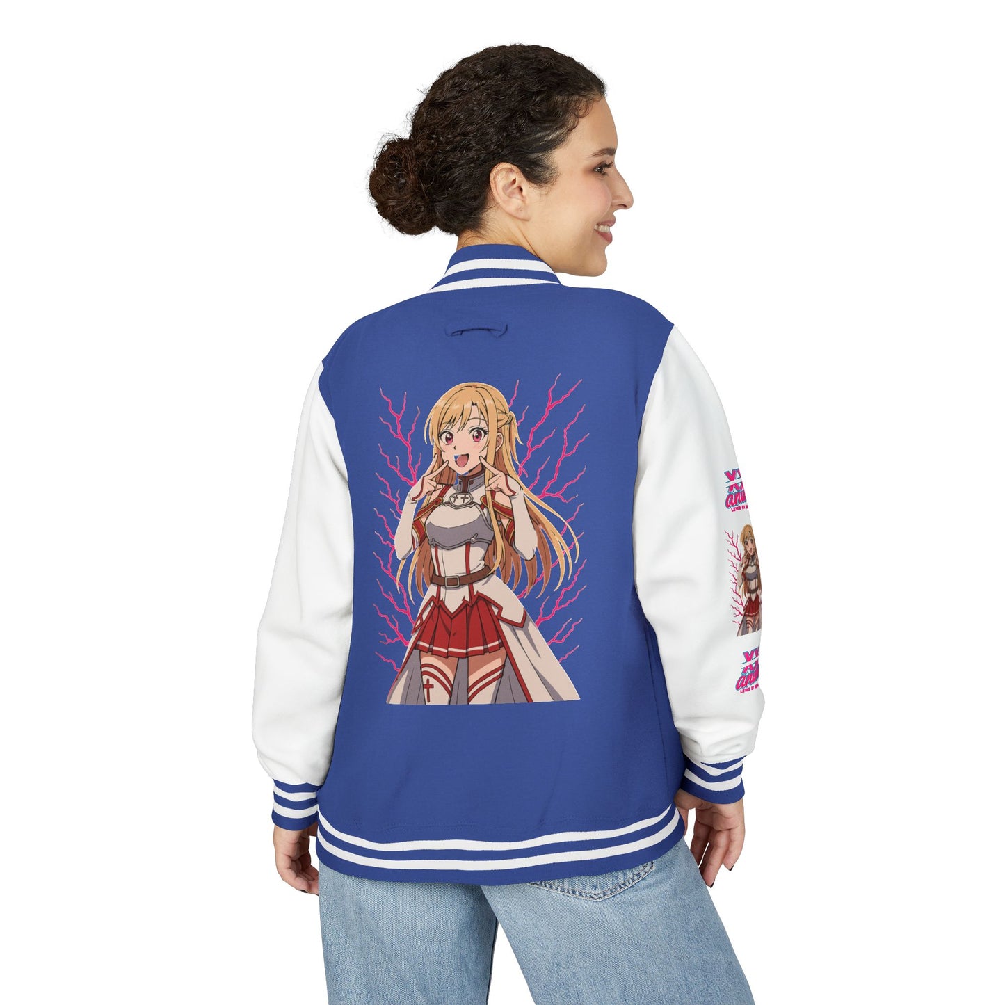 Trendy Unisex Heavyweight Letterman Jacket with Character Design - Cozy Apparel, Stylish Gifts, Casual Wear, Sports Jacket, Festival Fashion