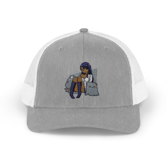 Chic Embroidered Snapback Trucker Cap, Stylish Hat for Women, Casual Fashion Accessory, Perfect Gift, Summer Vibes