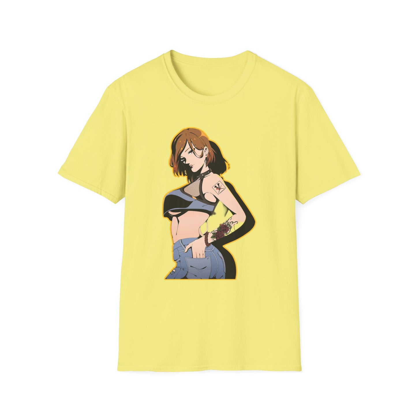 Chic Graphic one piece T-Shirt for Trendy Fashionistas, Unisex Softstyle Tee, Anime Art Apparel, Perfect Gift for Birthdays and Casual Outings