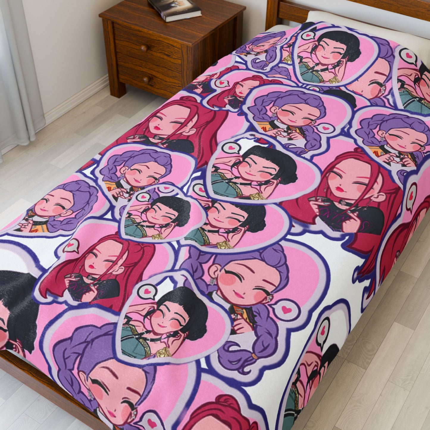 Idol style Velveteen Plush Blanket, Cozy Gift for Teens, Room Decor, Anime Theme, Comfortable Throw for All Occasions