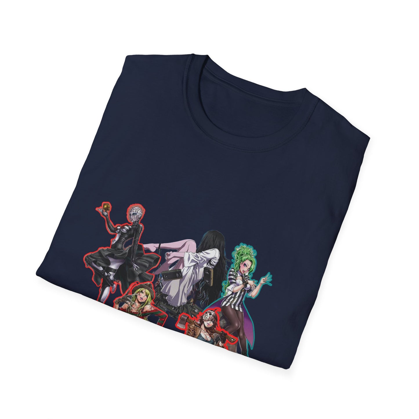 Anime-Inspired spooky season masters of horror 12 Graphic Tee: Leud by Design? Unisex Softstyle T-Shirt, Manga Merchandise, Comic Gift, Casual Wear, Anime Fan Apparel