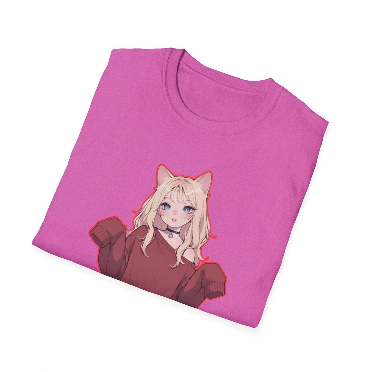 Anime Cat Girl Unisex T-Shirt, Cute Graphic Tee, Casual Wear, Gift for Cat Lovers, Kawaii Fashion, Summer Style
