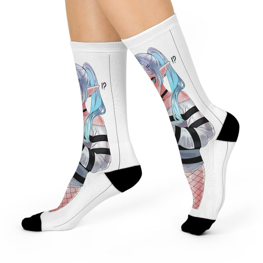 Anime-Inspired Cushioned Crew Socks, Cozy Striped Socks for Casual Wear, Comfortable Gift for Sock Lovers, Unique Fashion Accessory