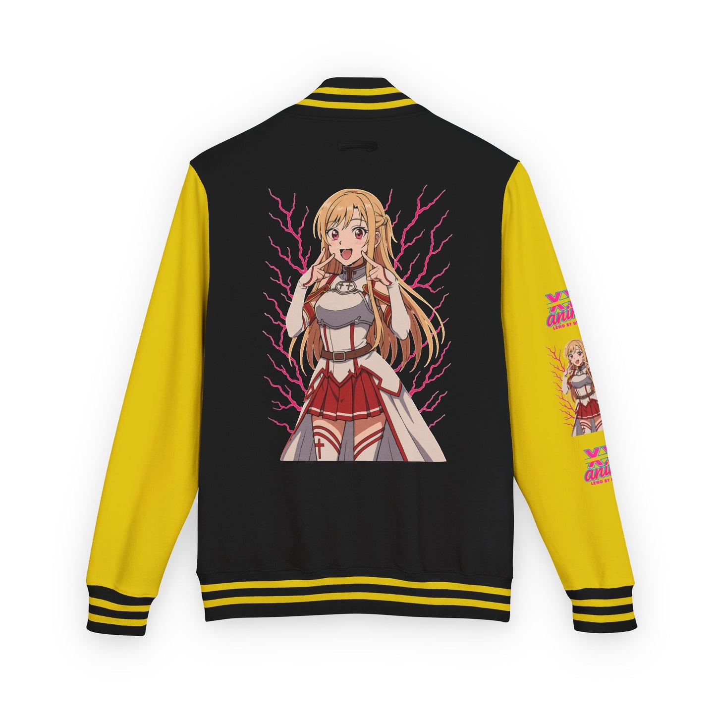 Trendy Unisex Heavyweight Letterman Jacket with Character Design - Cozy Apparel, Stylish Gifts, Casual Wear, Sports Jacket, Festival Fashion