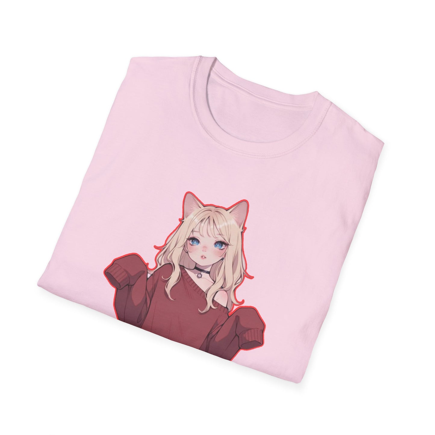 Anime Cat Girl Unisex T-Shirt, Cute Graphic Tee, Casual Wear, Gift for Cat Lovers, Kawaii Fashion, Summer Style