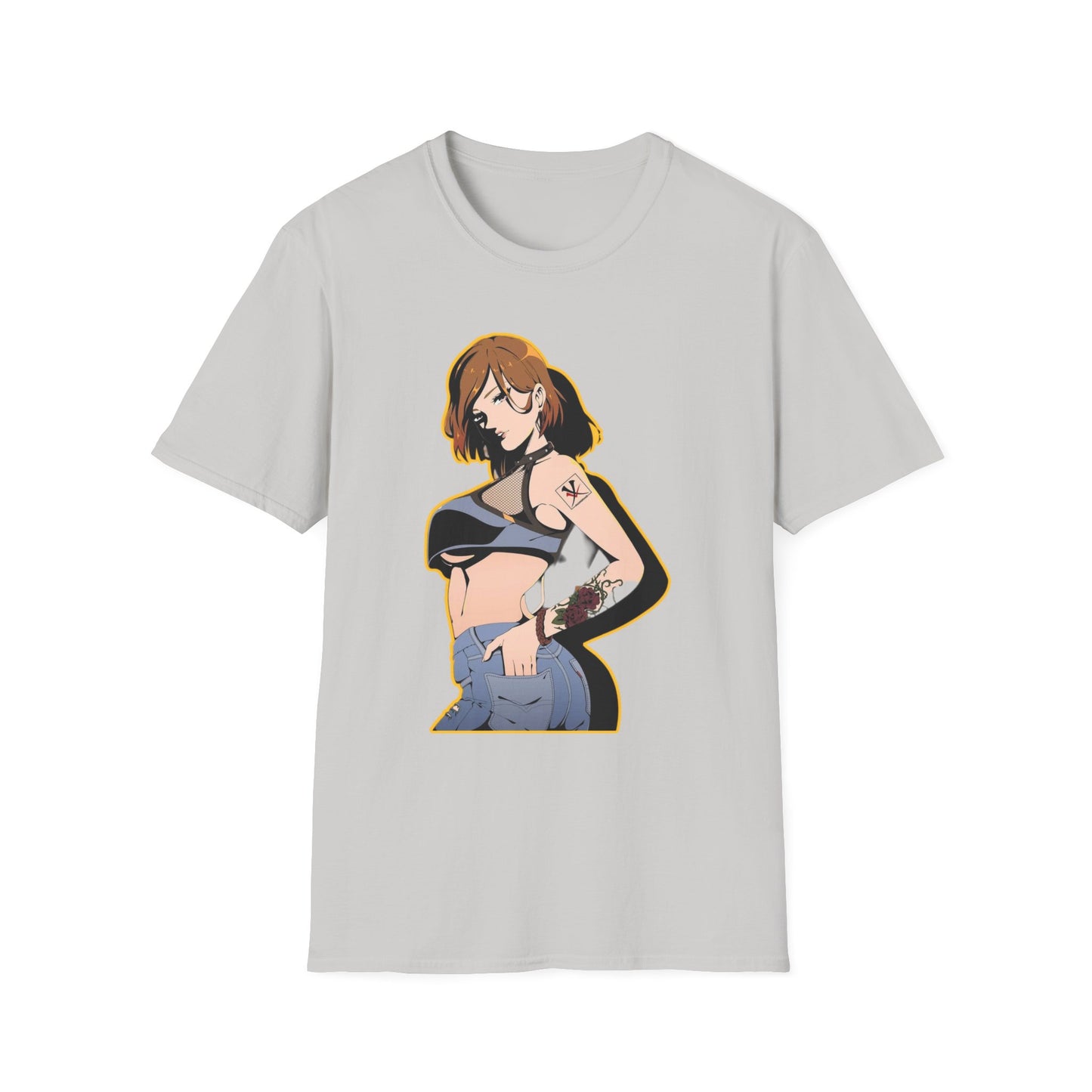 Chic Graphic one piece T-Shirt for Trendy Fashionistas, Unisex Softstyle Tee, Anime Art Apparel, Perfect Gift for Birthdays and Casual Outings