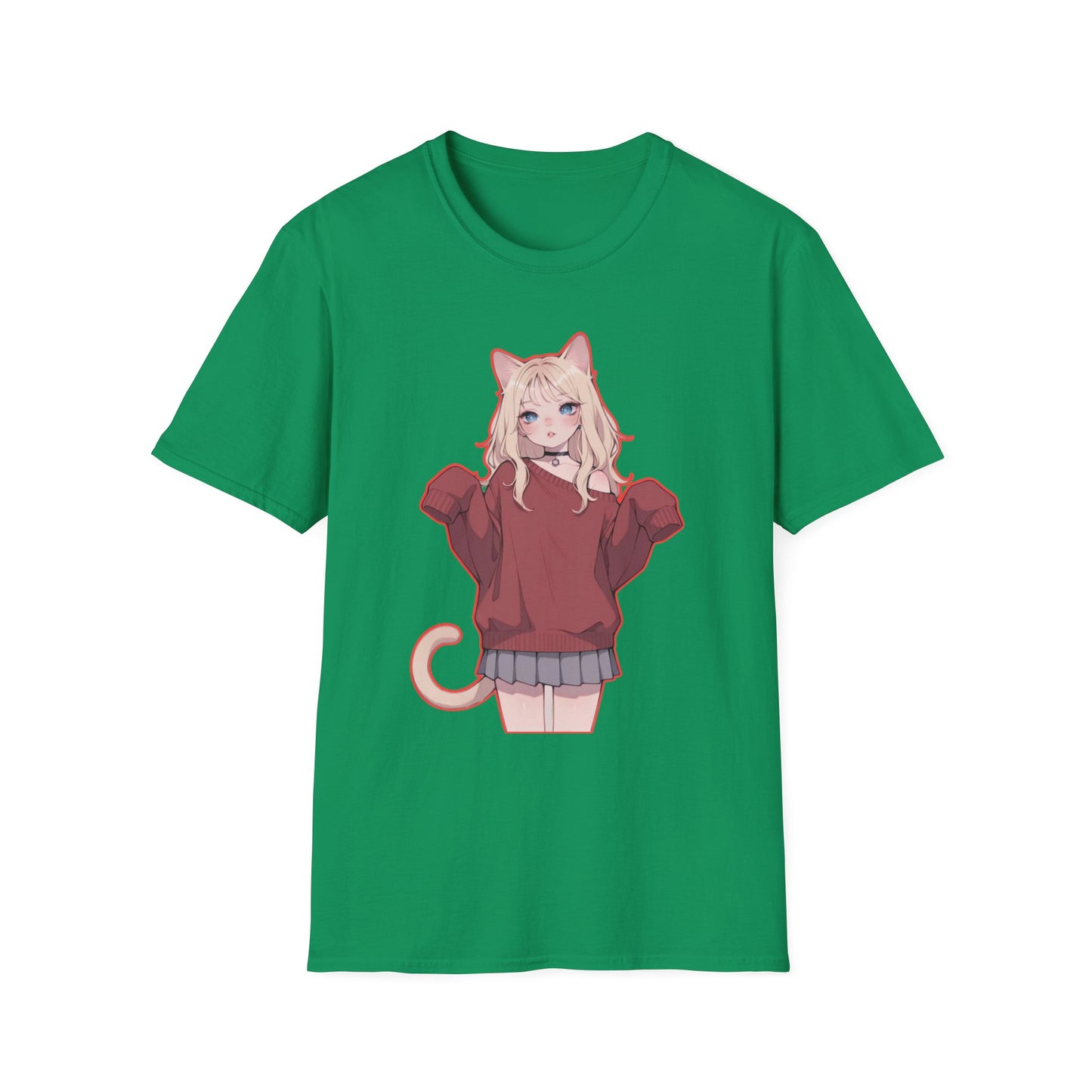 Anime Cat Girl Unisex T-Shirt, Cute Graphic Tee, Casual Wear, Gift for Cat Lovers, Kawaii Fashion, Summer Style