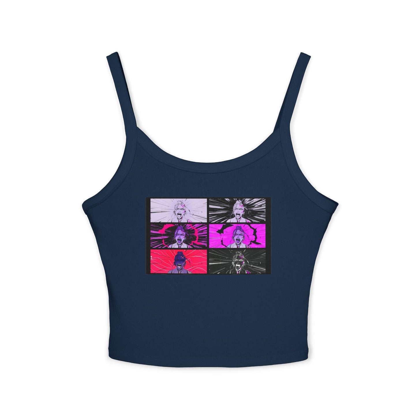 Anime-Inspired kpop Women's Spaghetti Strap Tank Top | Cute Graphic Tees for Summer, Festival Wear, Casual Outfits, Anime Lovers, Unique Gift