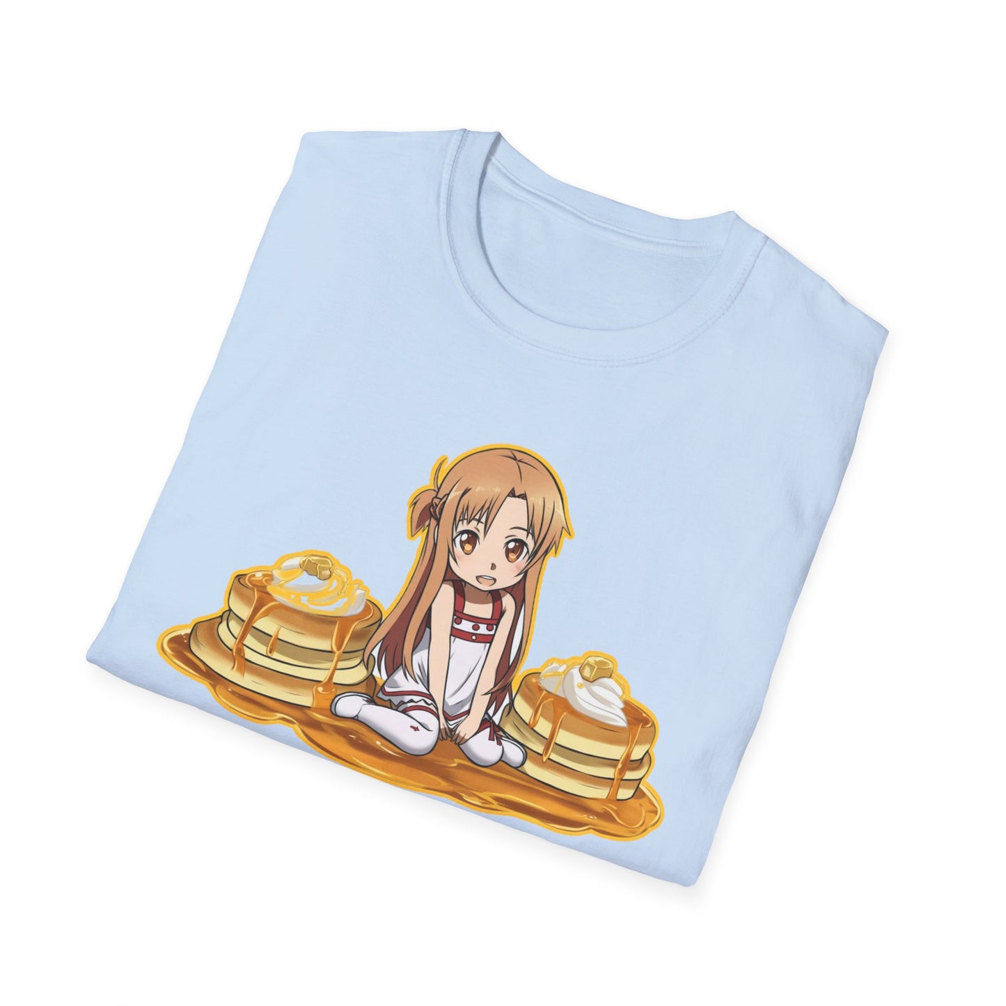 Cute Pancake Anime sao 2 T-Shirt, Fun Casual Wear, Kawaii Gift, Food Lover Style, Unique Graphic Tee, Perfect for Everyday Comfort