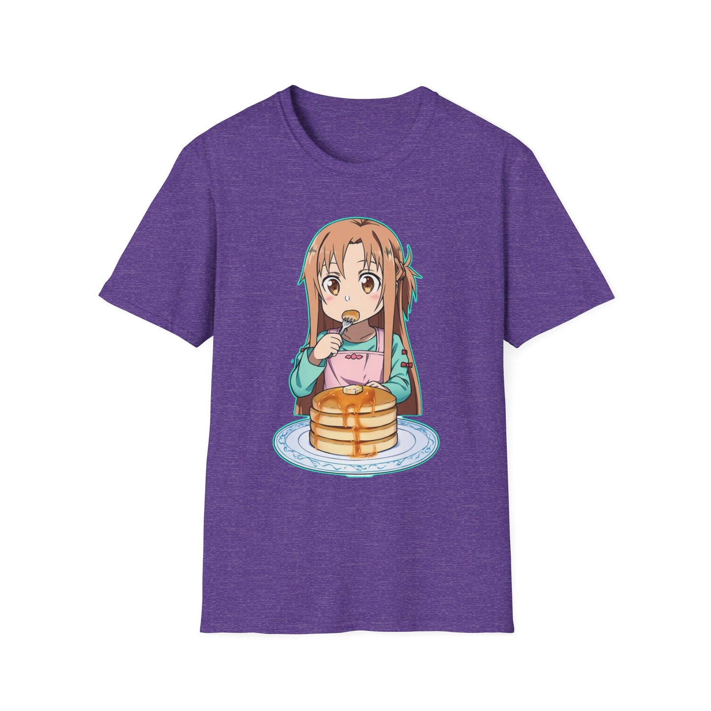 Kawaii Pancake Lover sao T-Shirt, Cute Anime Tee, Foodie Gift, Unisex Softstyle Tee, Perfect for Pancake Day, Birthday, Everyday Wear
