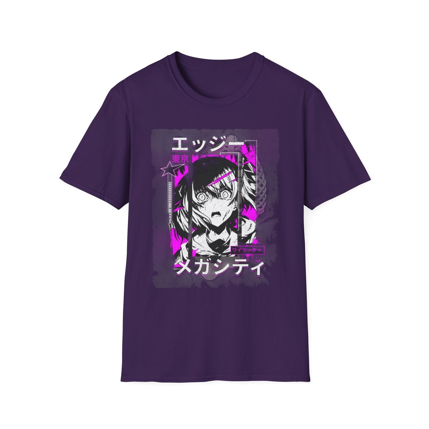 Anime Graphic T-Shirt, Unisex Softstyle Tee, Casual Wear, Gift for Anime Lovers, Cool Streetwear, Manga Inspired Apparel