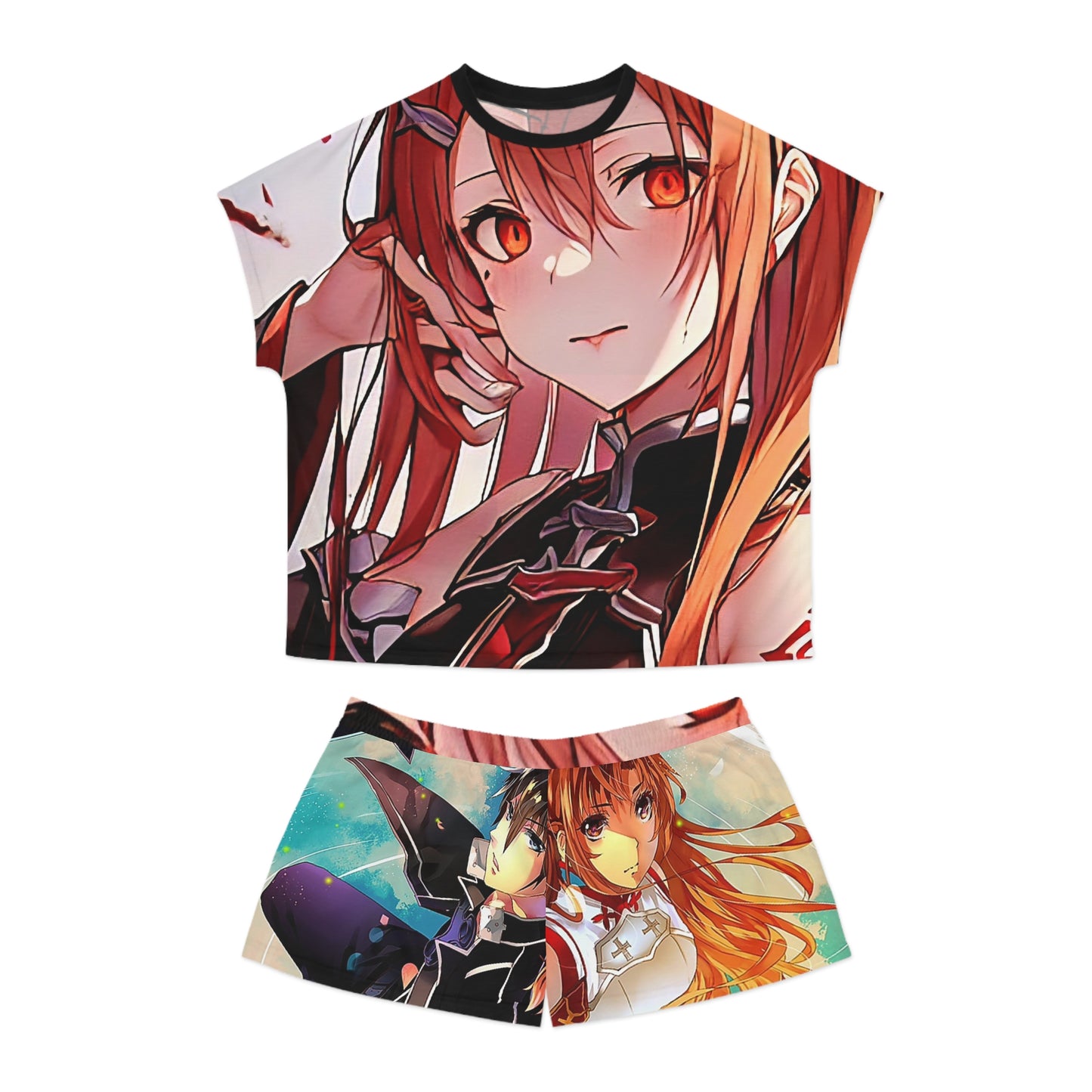 Anime-Inspired sao 1 Women's Pajama Set, Cozy Sleepwear, Short PJs, Perfect for Gifts, Relaxing Nights, Casual Loungewear, Fantasy Theme