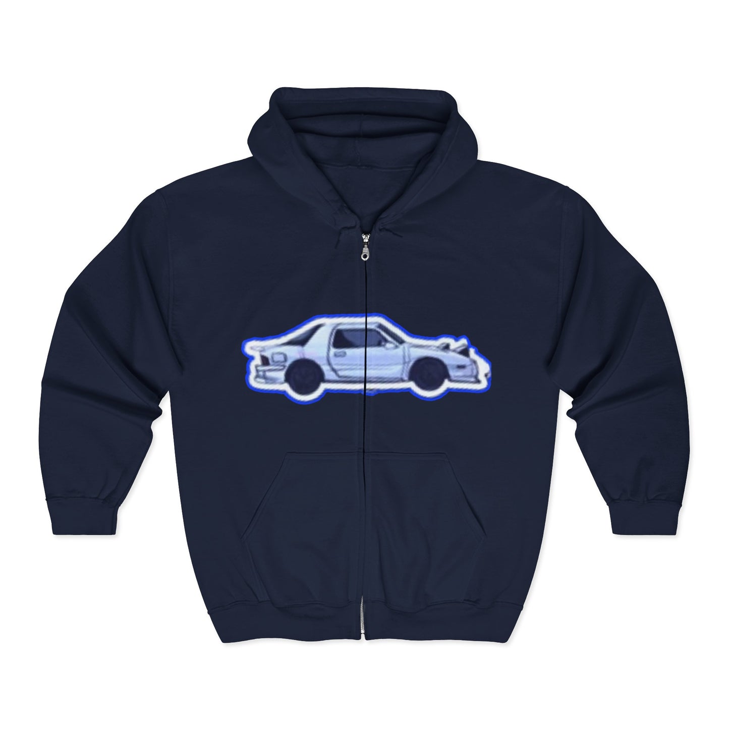 Retro Car initial D Hoodie, Unisex Zip Sweatshirt, Vintage Car Lover Gift, 80s Style Car Apparel, Perfect for Road Trips and Car Shows