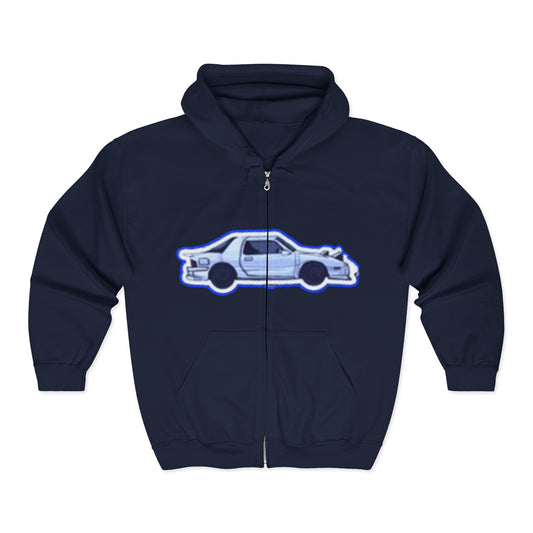 Retro Car initial D Hoodie, Unisex Zip Sweatshirt, Vintage Car Lover Gift, 80s Style Car Apparel, Perfect for Road Trips and Car Shows