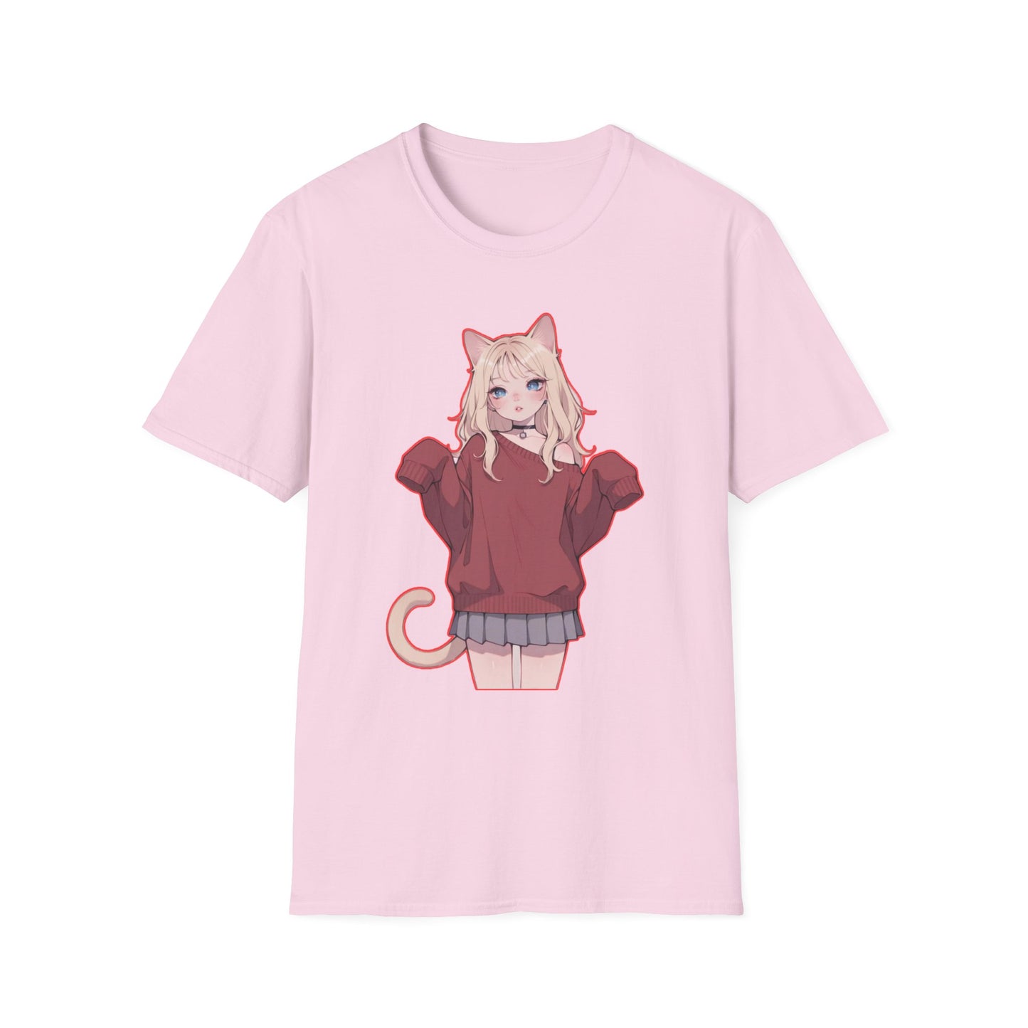 Anime Cat Girl Unisex T-Shirt, Cute Graphic Tee, Casual Wear, Gift for Cat Lovers, Kawaii Fashion, Summer Style