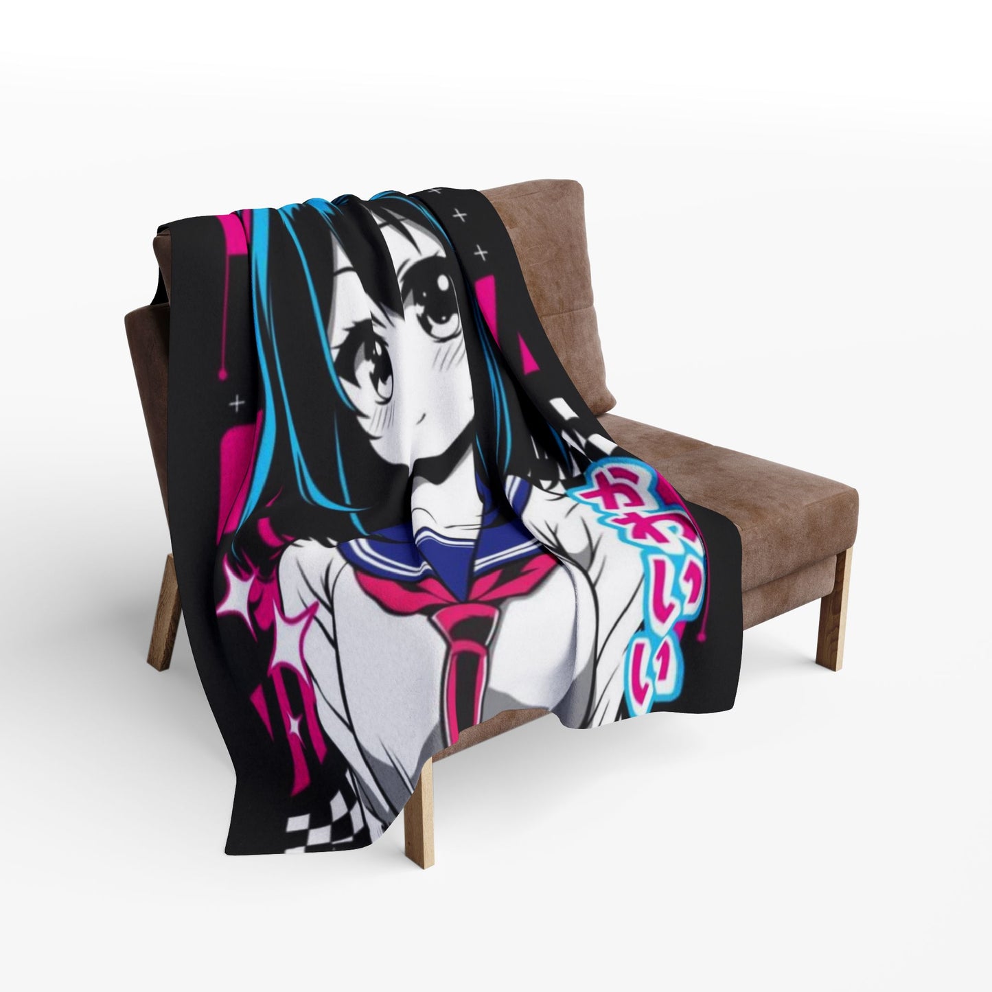 Kawaii Anime Arctic Fleece Blanket, Cozy Throw, Cute Decor, Modern Bedroom, Gift for Fans, Soft Snuggle Blanket
