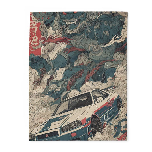 Arctic Fleece Blanket with Bold Car and Monster Design, Cozy Throw for Car Lovers, Unique Gift for Birthdays, Home Decor, Movie Nights