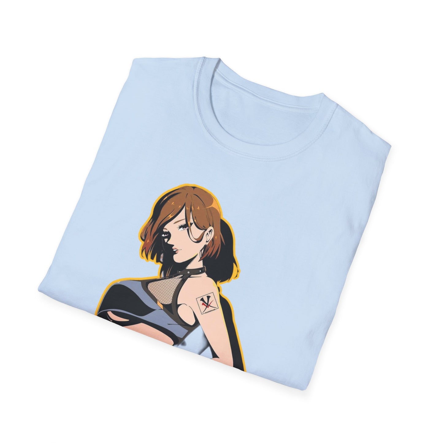 Chic Graphic one piece T-Shirt for Trendy Fashionistas, Unisex Softstyle Tee, Anime Art Apparel, Perfect Gift for Birthdays and Casual Outings