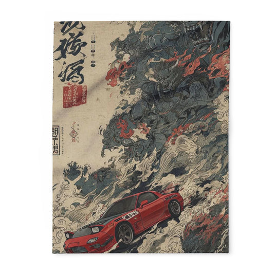 Japanese Art Car Arctic Fleece Blanket, Cozy Throw Blanket, Automotive Decor, Car Lover Gift, Comfortable Bedding, Unique Home Decor