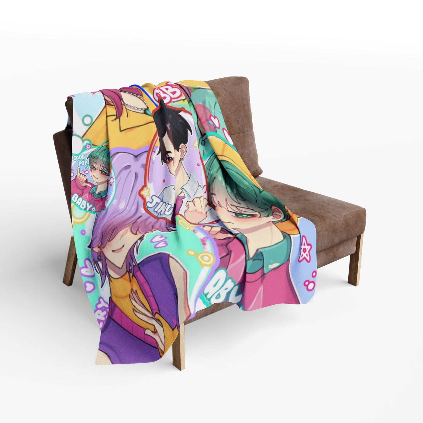 Anime-Inspired kpop boys Fleece Blanket, Cozy Throw Blanket, Personalized Gift, Home Decor, Unique Anime Blanket