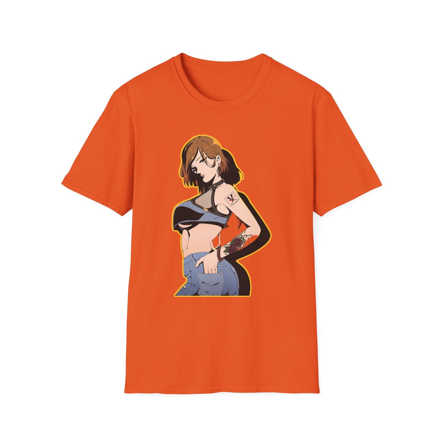 Chic Graphic one piece T-Shirt for Trendy Fashionistas, Unisex Softstyle Tee, Anime Art Apparel, Perfect Gift for Birthdays and Casual Outings