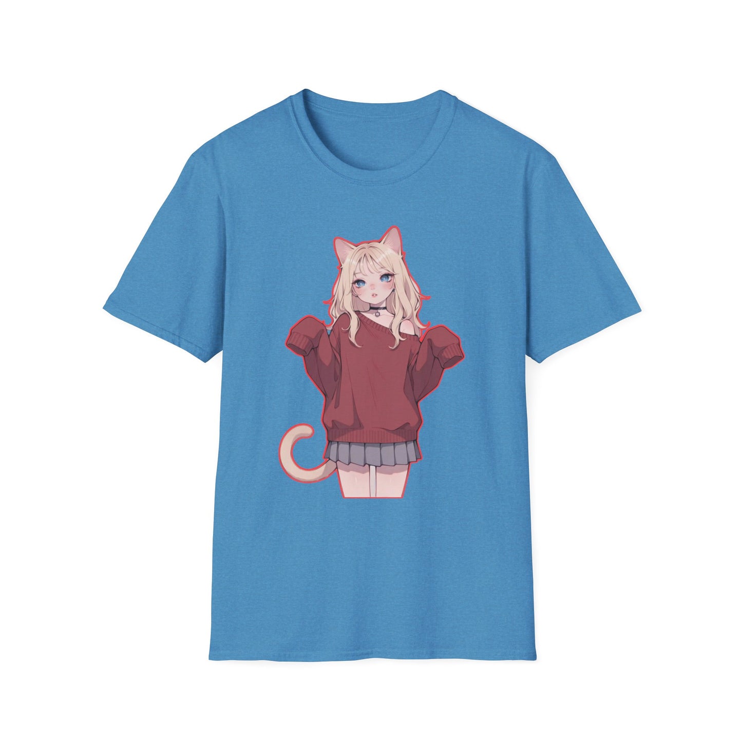 Anime Cat Girl Unisex T-Shirt, Cute Graphic Tee, Casual Wear, Gift for Cat Lovers, Kawaii Fashion, Summer Style