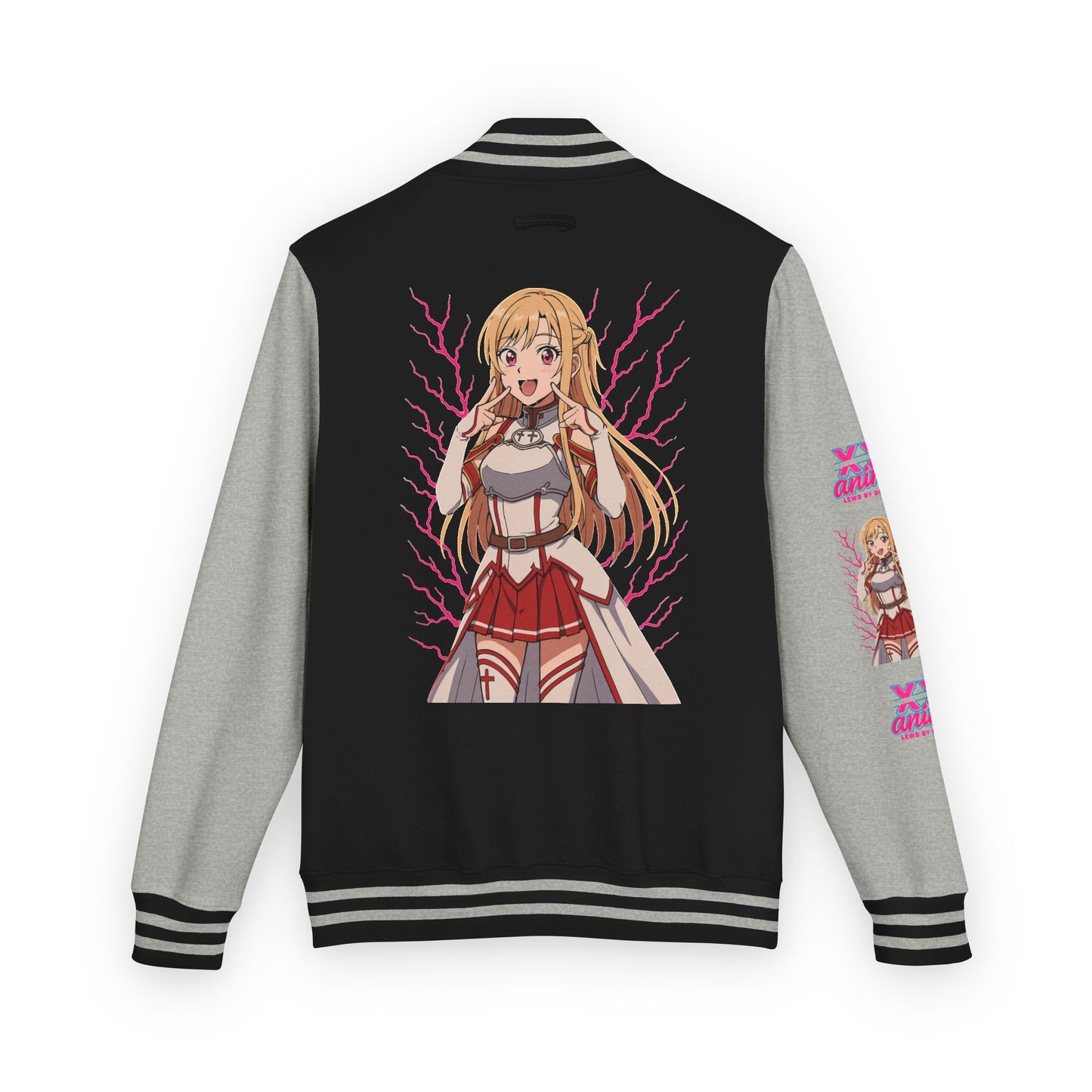 Trendy Unisex Heavyweight Letterman Jacket with Character Design - Cozy Apparel, Stylish Gifts, Casual Wear, Sports Jacket, Festival Fashion