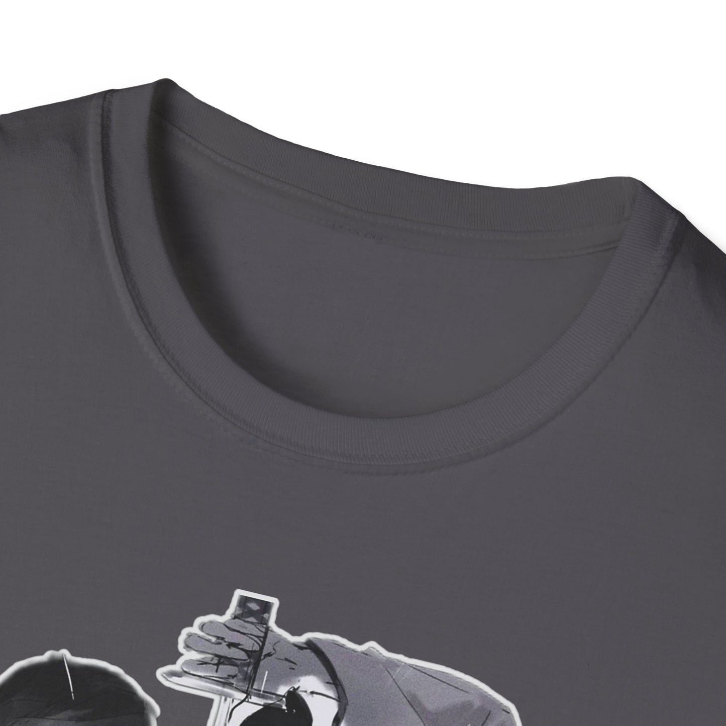 Artistic Unisex bleach 4 Softstyle T-Shirt with Dramatic Black & White Design, Casual Wear, Gift for Art Lovers, Streetwear, Everyday Comfort