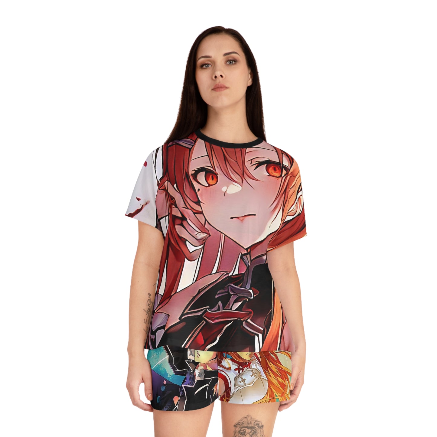 Anime-Inspired sao 1 Women's Pajama Set, Cozy Sleepwear, Short PJs, Perfect for Gifts, Relaxing Nights, Casual Loungewear, Fantasy Theme